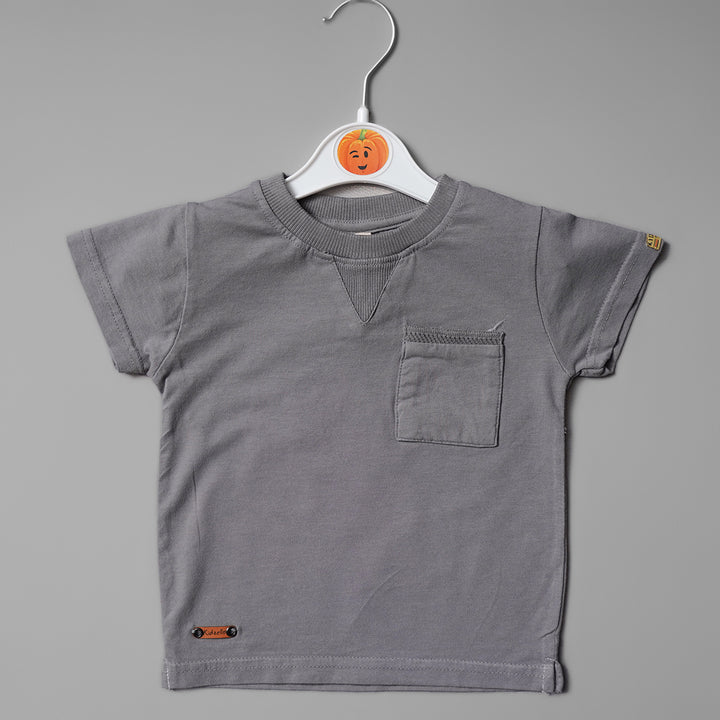 Solid Plain Grey Stylish T-Shirt for Boys Variant Front View