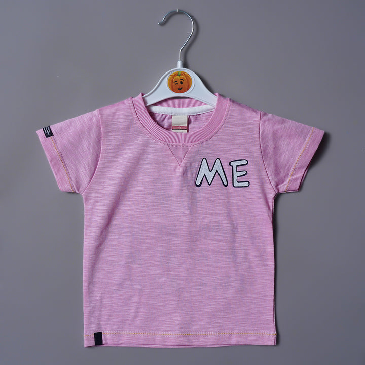 Solid Pink Graphic Printed T-Shirt for Boys Variant Front View