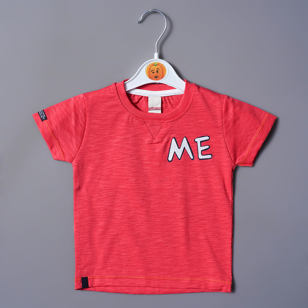 Solid Red Graphic Printed T-Shirt for Boys Variant Front View