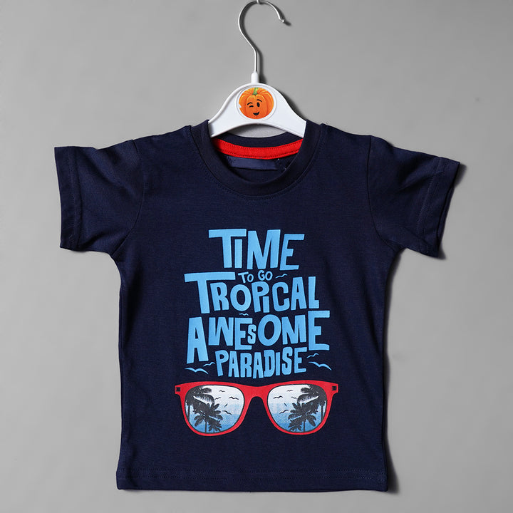 Navy Blue on Vacay Kids t-shirts Front View