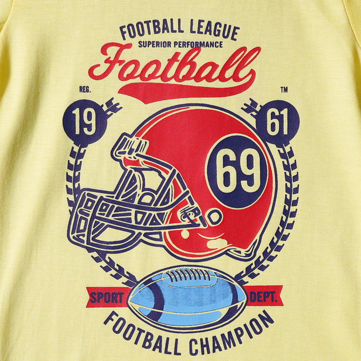 Yellow Printed T- Shirt for Boys Close Up View