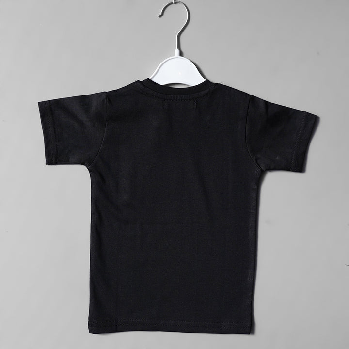 Black Printed T-Shirt for Boys Back View