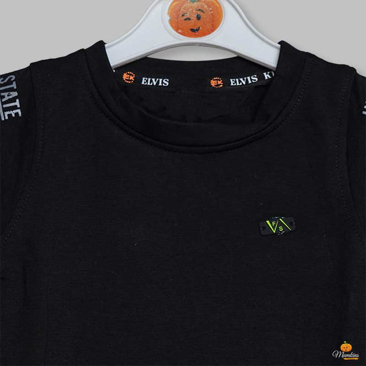 Solid T-Shirt for Boys with Round Neck Close Up View