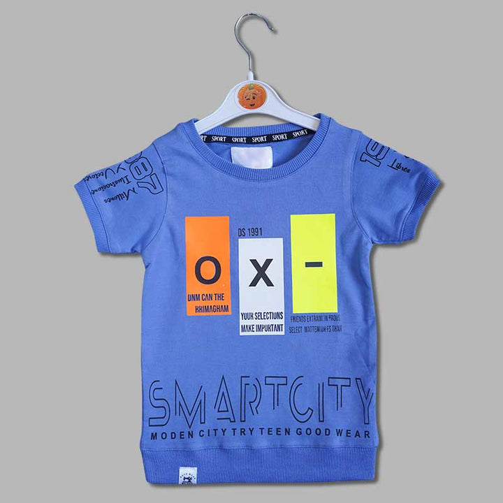 Ribbed Neck Neon Print T-Shirts for Boys Front View