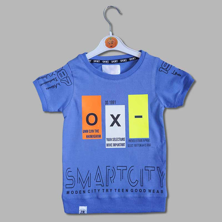 Ribbed Neck Neon Print T-Shirts for Boys Front View