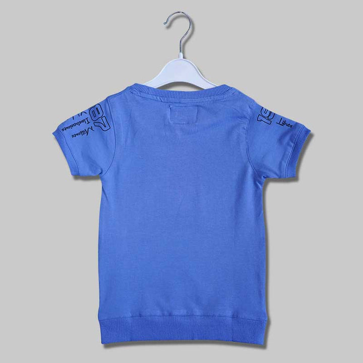 Ribbed Neck Neon Print T-Shirts for Boys Back View