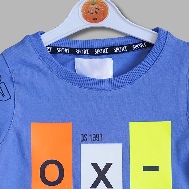 Ribbed Neck Neon Print T-Shirts for Boys Close Up View 