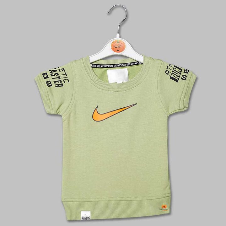 Minimal Print t-Shirts for Boys with Ribbed Edges light green