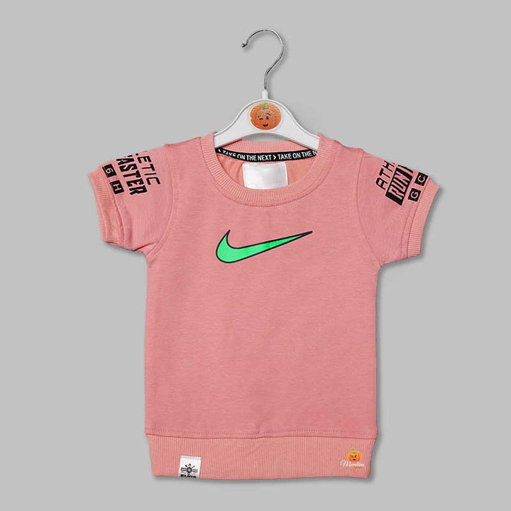 Minimal Print t-Shirts for Boys with Ribbed Edges pink