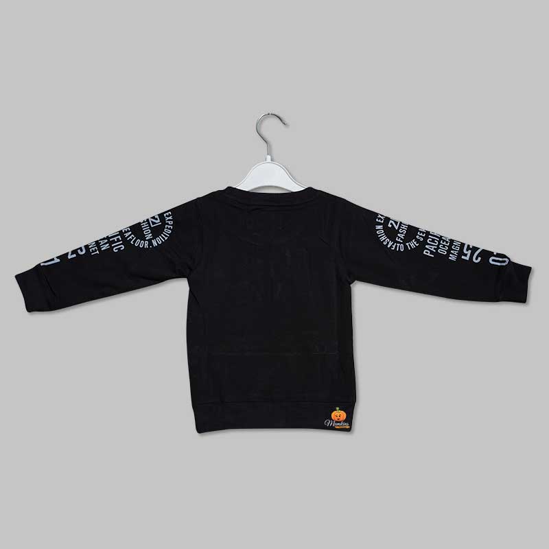 Black T-Shirt For Boys With A Round Neck Back View