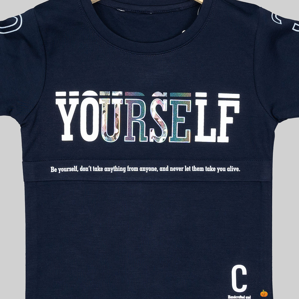 Typography Printed Boys T-shirt Close Up View