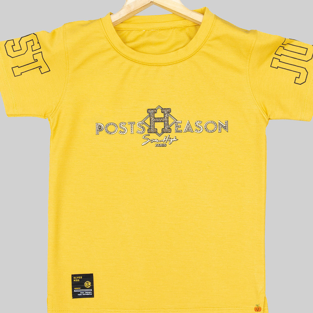 Typography Printed Boys T-shirt Close Up View