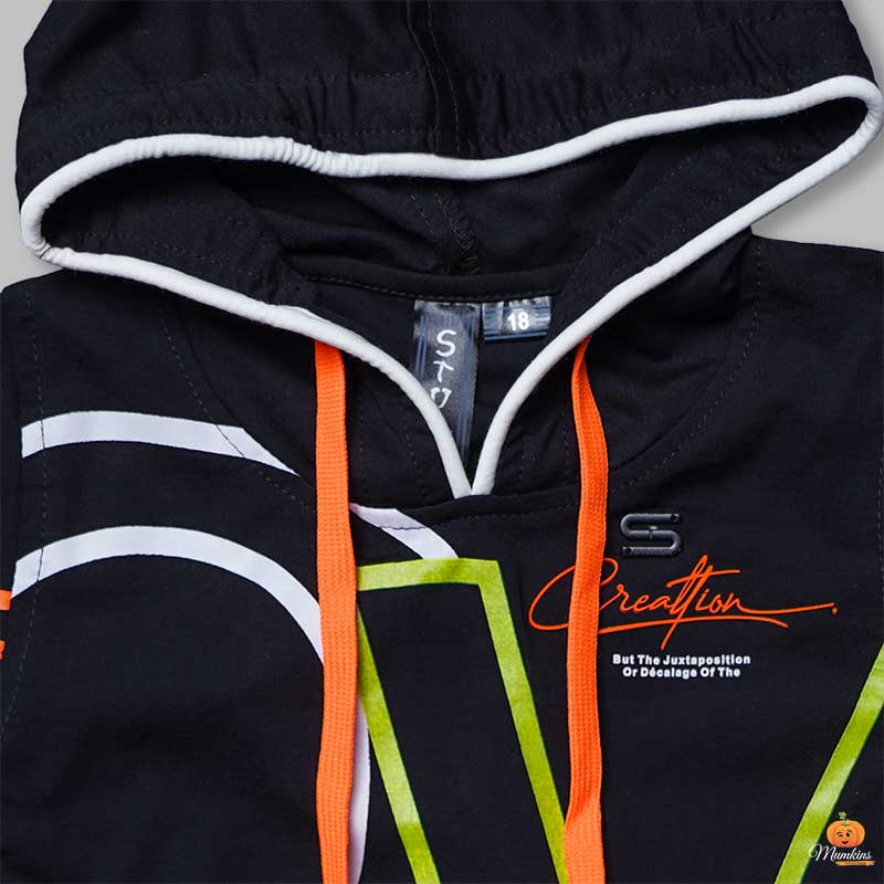 Neon Text Print Hoodie t-Shirts for Boys Close Up View