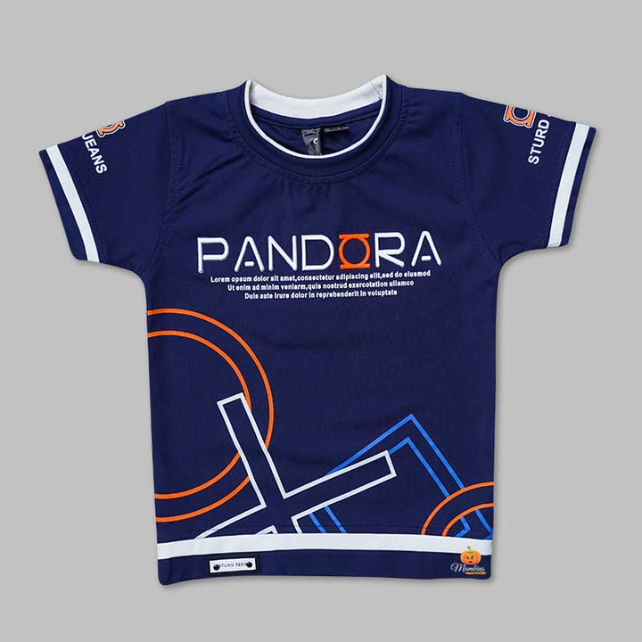Solid Blue Printed T-Shirts for Boys Variant Front View