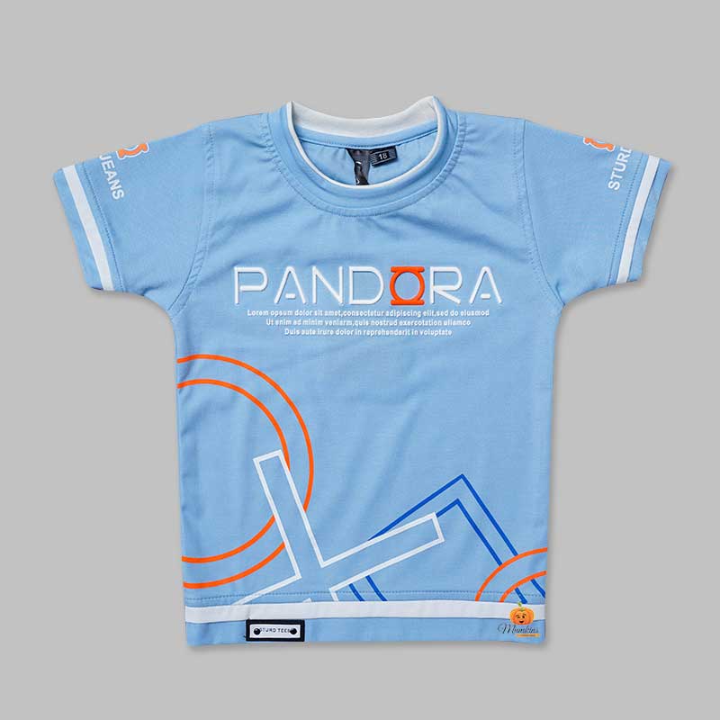 Solid Light Blue Printed T-Shirts for Boys Variant Front View