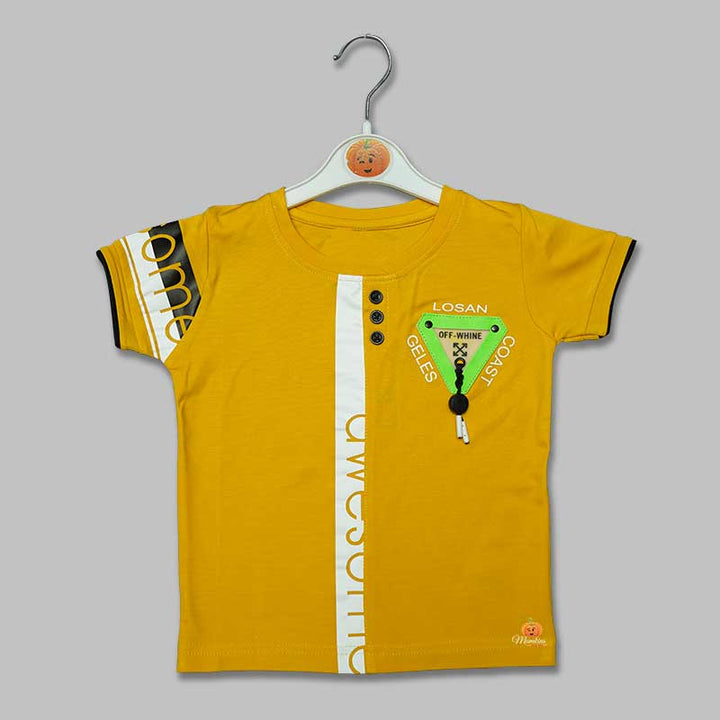Solid Mustard  Printed T- Shirts for Boys Variant Front View