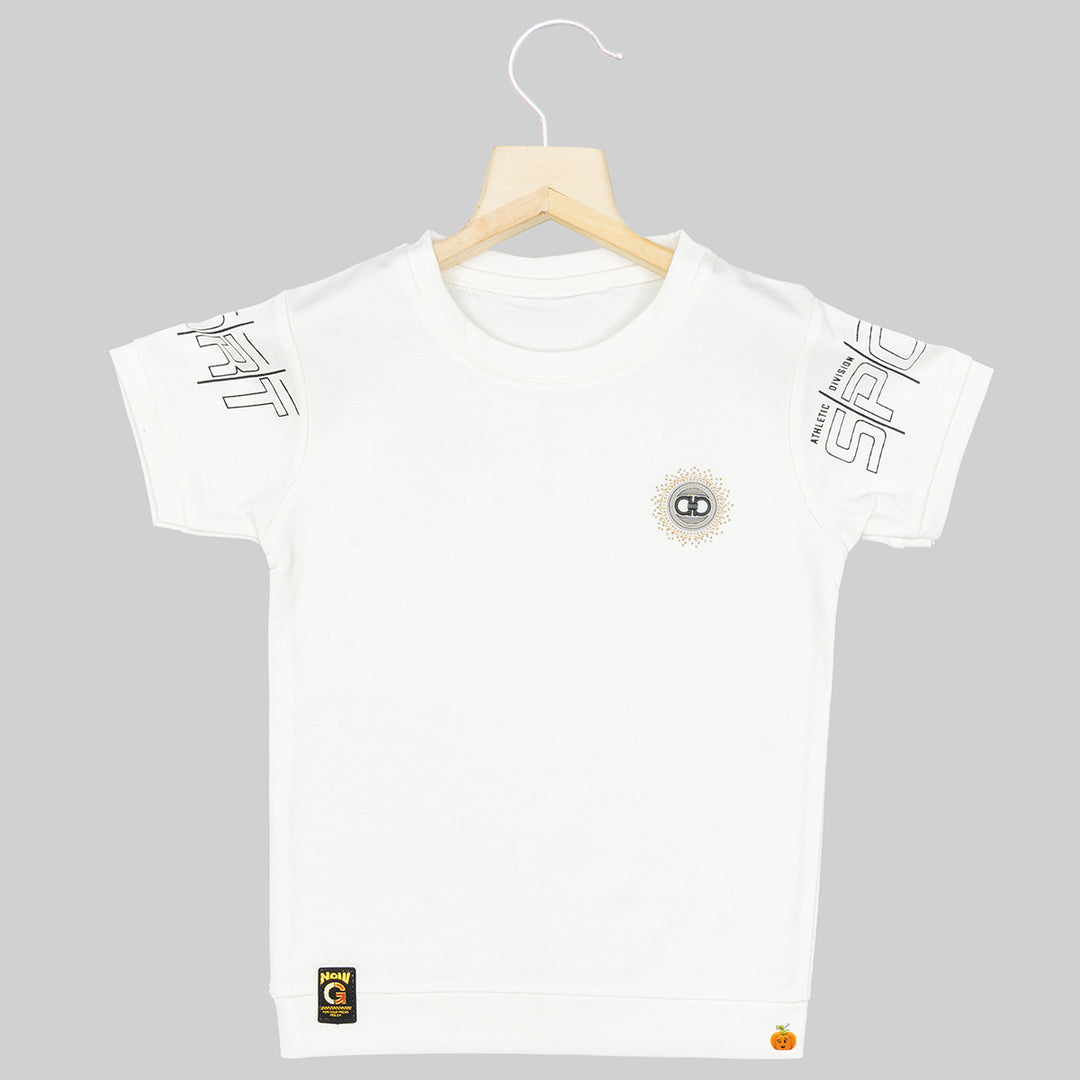 White Half Sleeves Boys T-shirt Front View