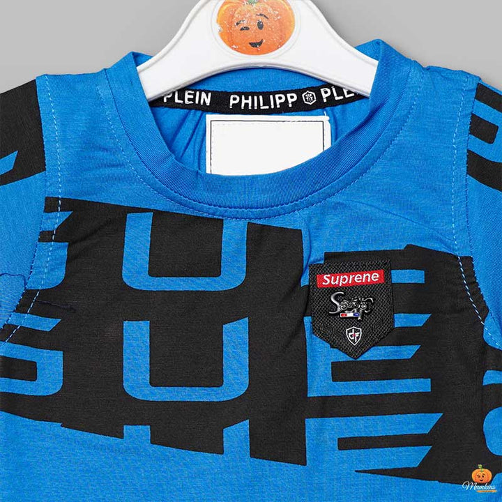 Solid Calligraphic Print T-Shirts for Boys  Close Up View