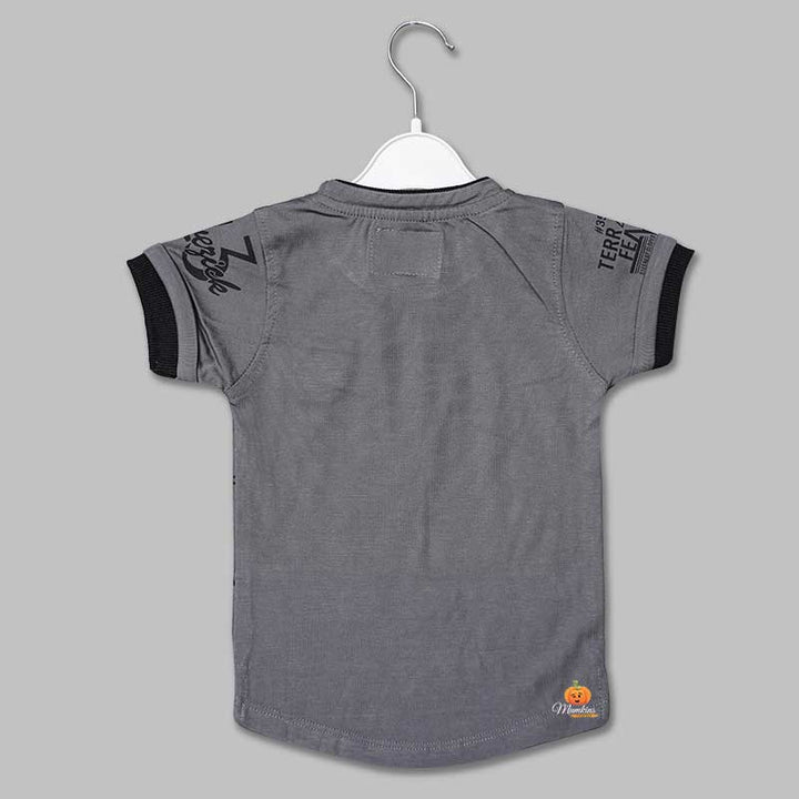 Solid Calligraphic Print T-Shirts for Boys Back View
