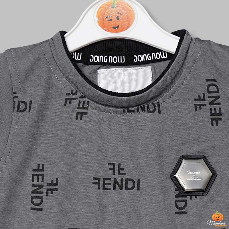 Solid Calligraphic Print T-Shirts for Boys Close Up View