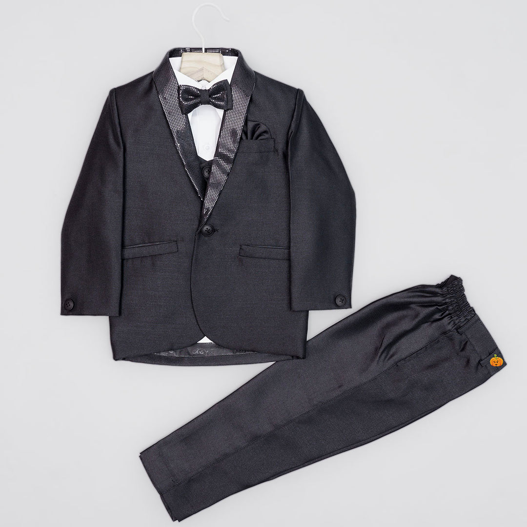 Black Boys Tuxedo with Bow Tie Front View