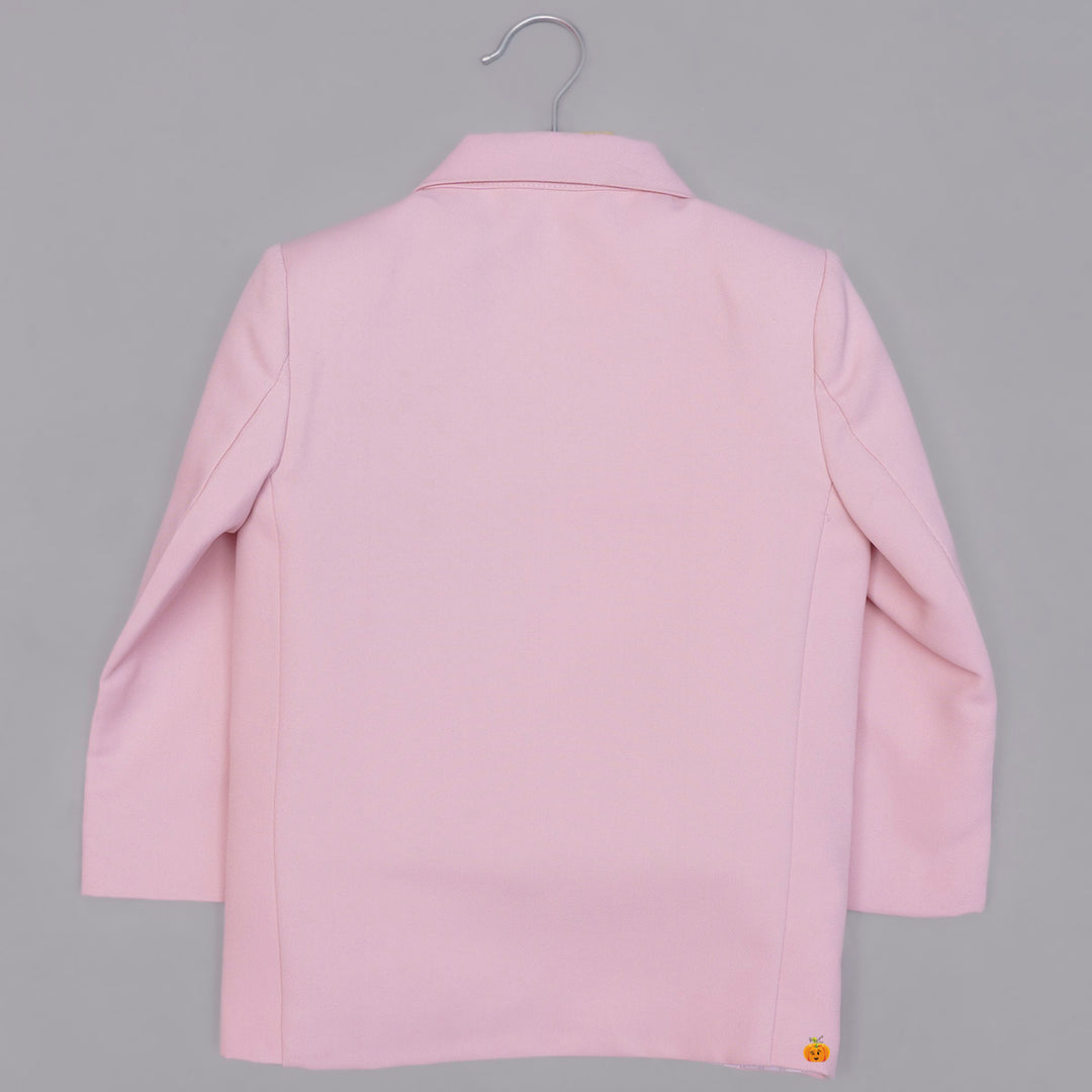 Peach Solid Tuxedo Suit for Boys Back View