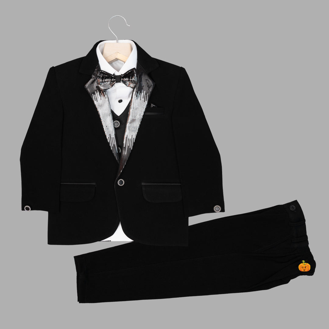 Solid Black Boys Tuxedo Front View