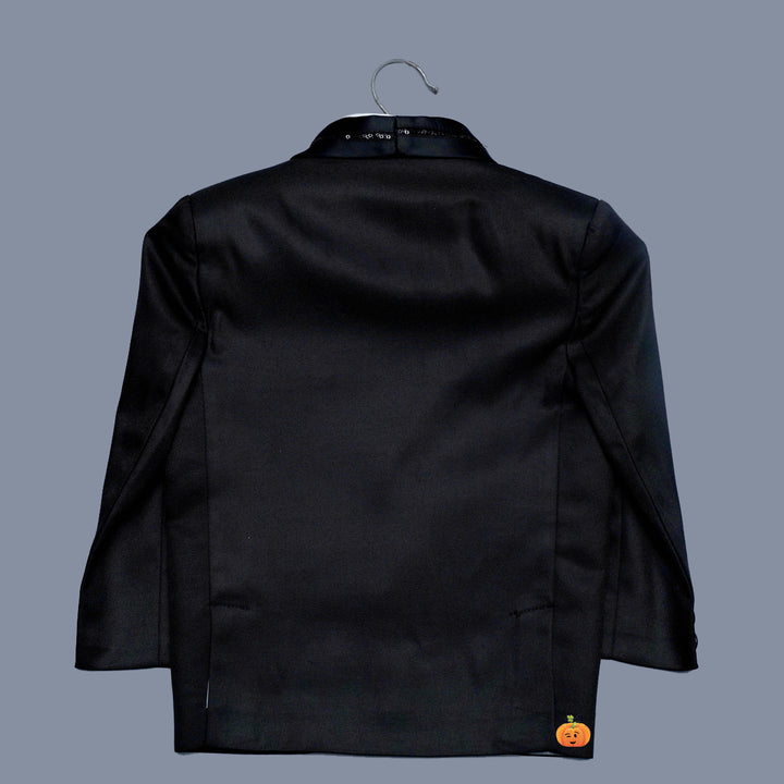 Solid Design Black Boys Tuxedo Back View