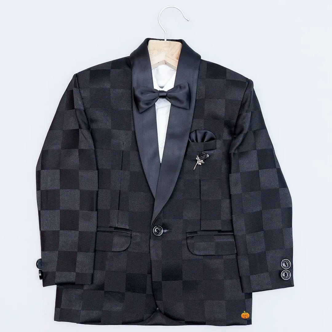 Solid Checked Boys Tuxedo Front View