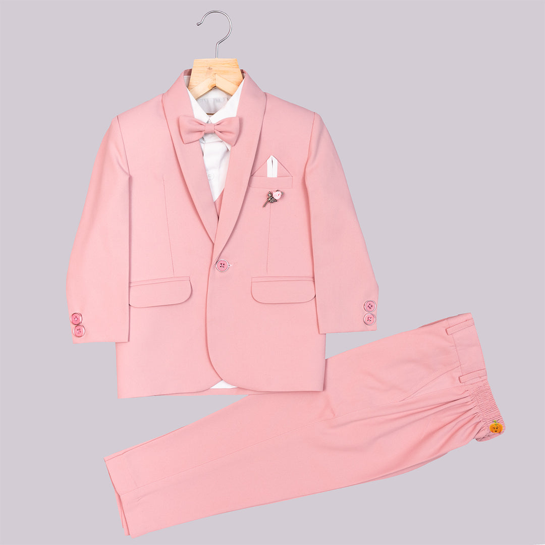 Pink Boys Tuxedo with Bow Tie Front View
