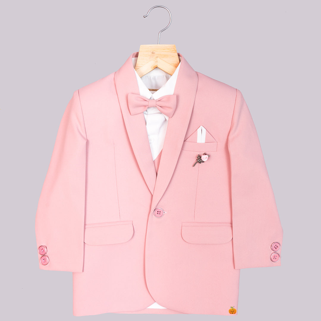 Pink Boys Tuxedo with Bow Tie Top View