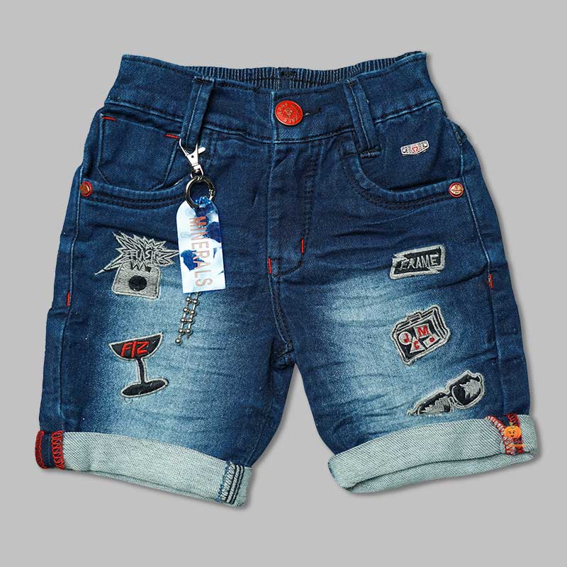Printed Solid Shorts For Boys Front View