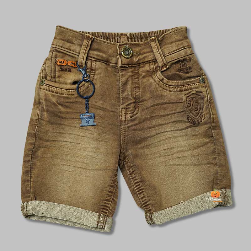 Solid Faded Brown Shorts For Boys Variant Front View 