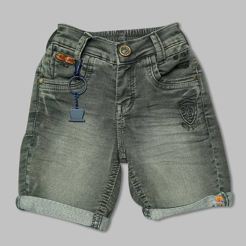 Solid Faded Grey Shorts For Boys Variant Front View 