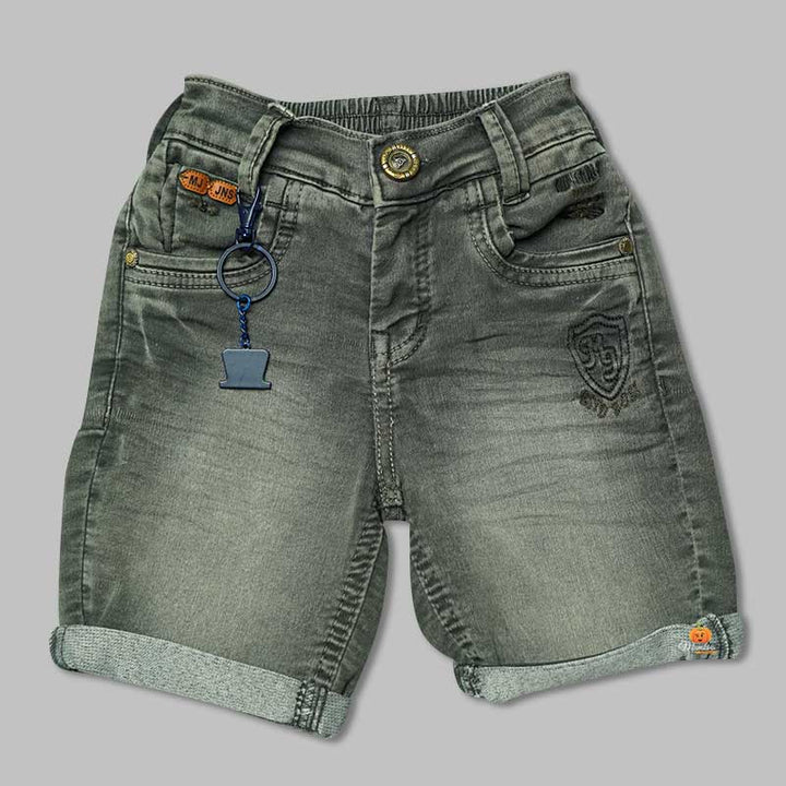 Solid Faded Grey Shorts For Boys Variant Front View 