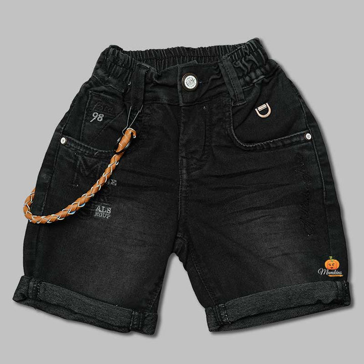 Solid Denim Shorts for Boys Front View