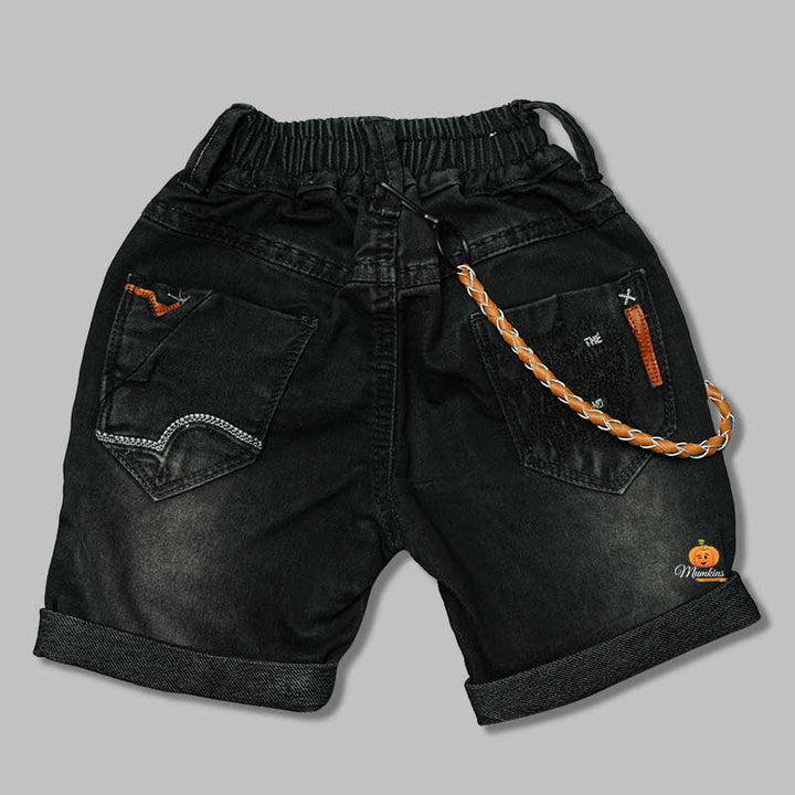 Solid Denim Shorts for Boys Back View