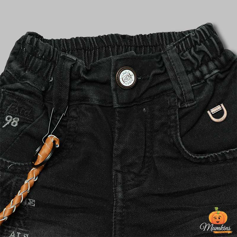 Solid Denim Shorts for Boys Close Up View