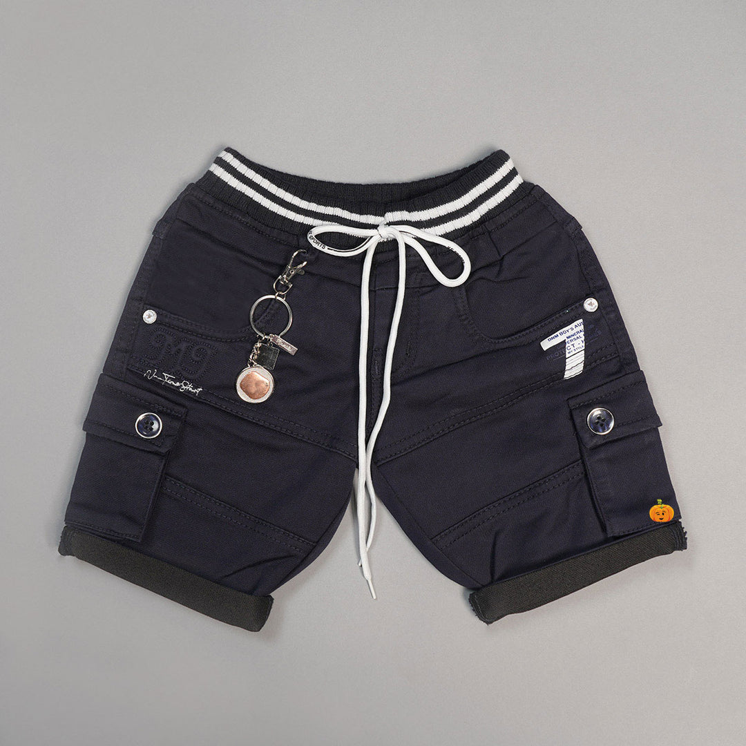 Navy Blue & Black Shorts for Boys Front View
