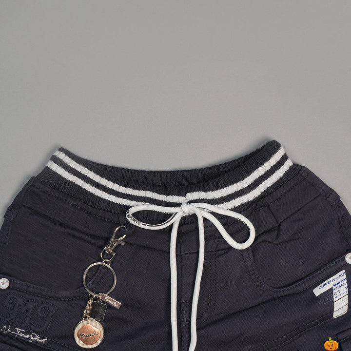 Navy Blue & Black Shorts for Boys Close Up View