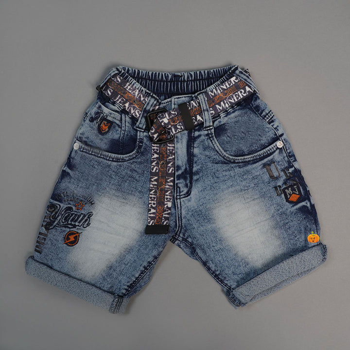 Shaded Denim Shorts For Boys Front View