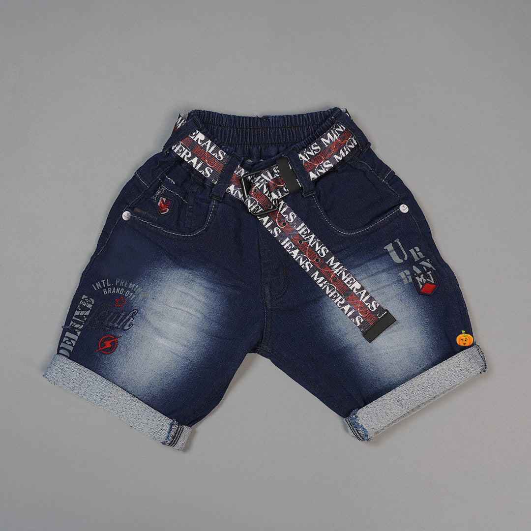 Blue Shaded Denim Shorts For Boys Variant Front View 