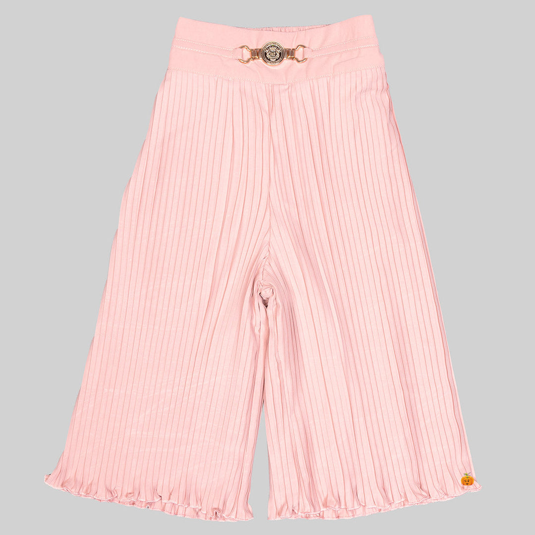 Brown & Peach Culottes for Girls with Top Bottom View