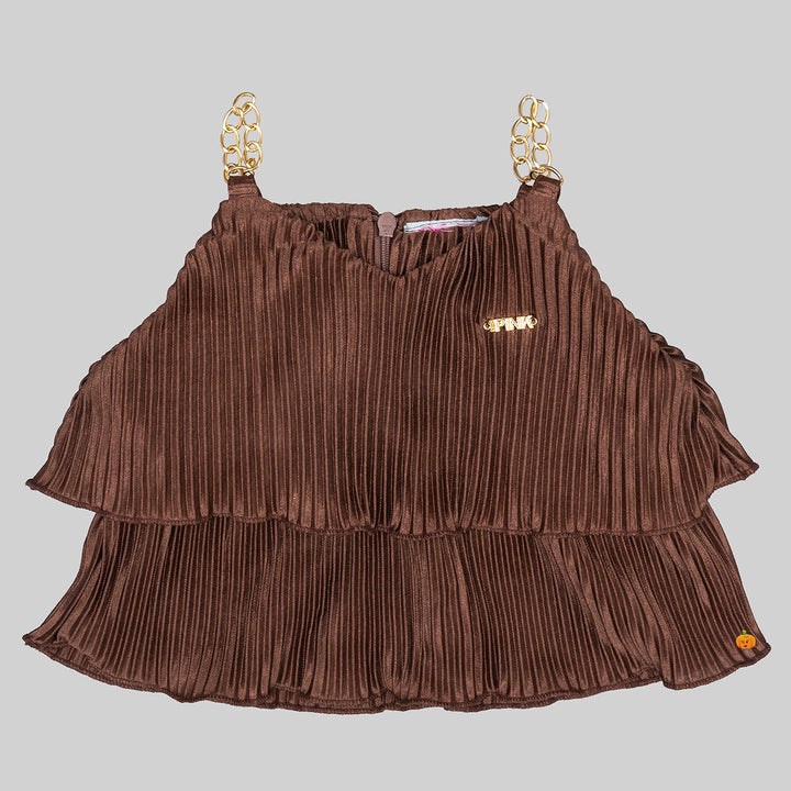 Brown Striped Culottes for Girls Top View