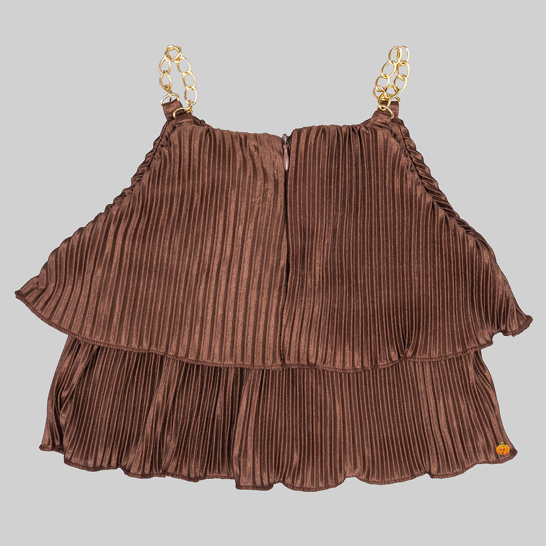 Brown Striped Culottes for Girls Back View
