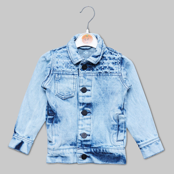 Ripped Style Solid Denim Jacket