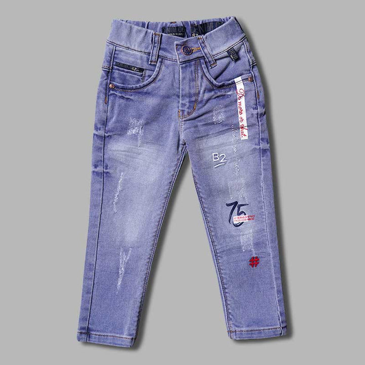 Blue Rugged Jeans for Boys Front 