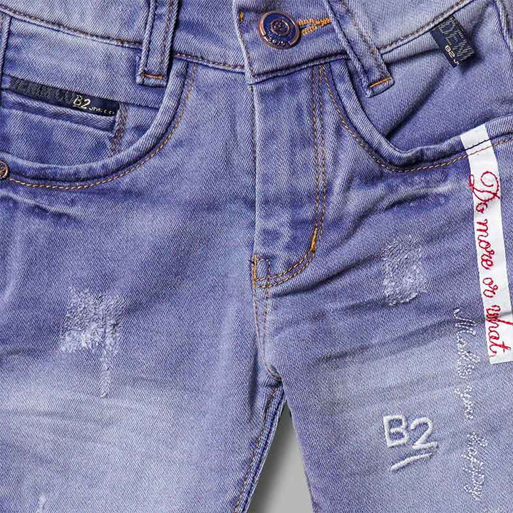 Blue Rugged Jeans for Boys Close Up