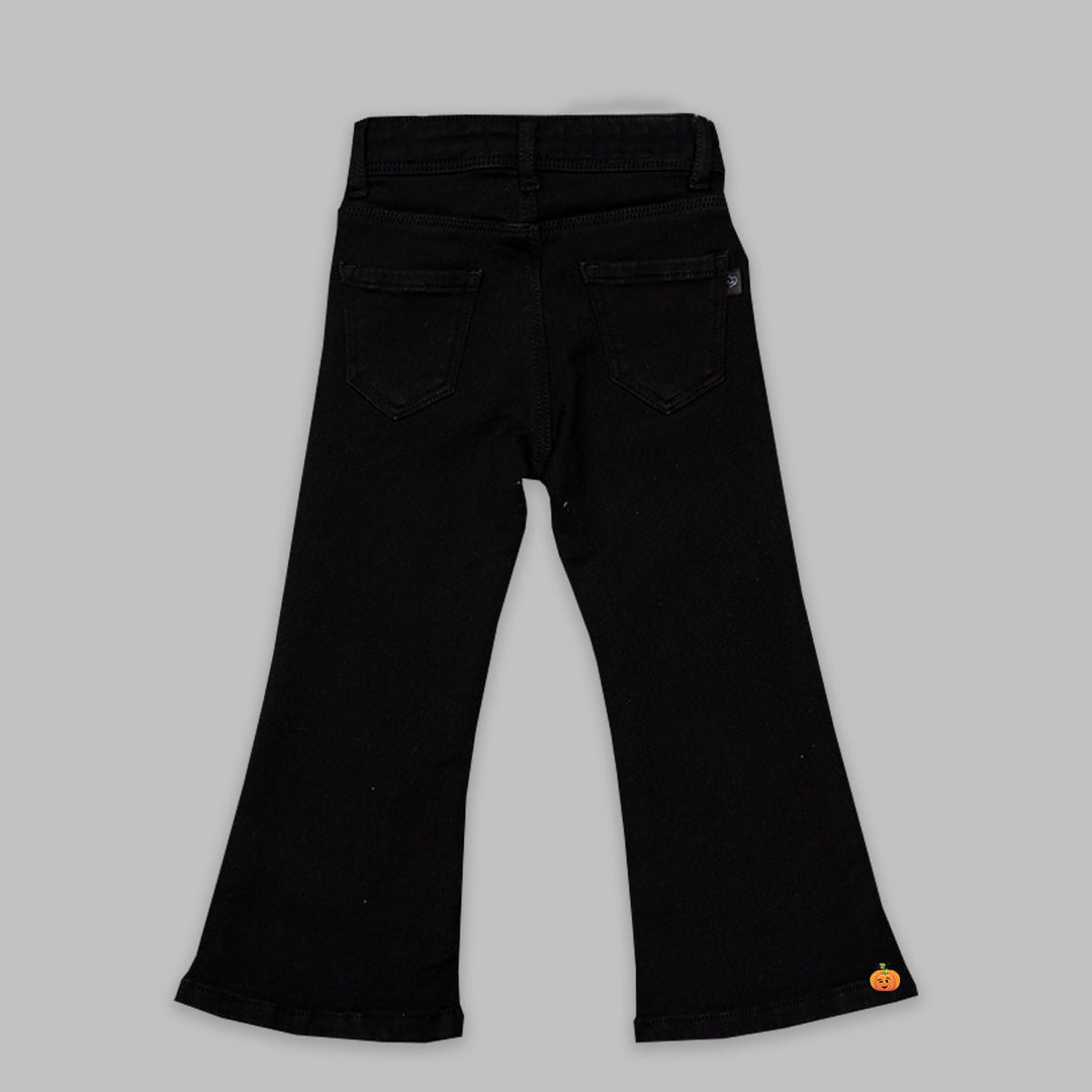 Jeans for Girls with Solid Design Back View