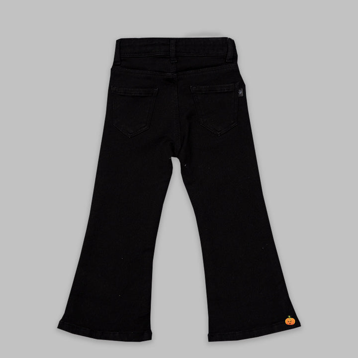 Jeans for Girls with Solid Design Back View